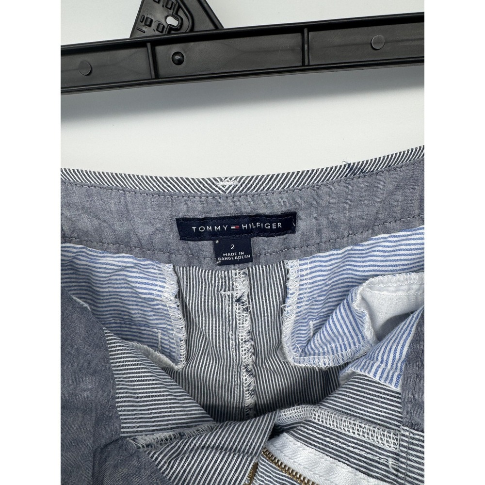 Tommy Hilfiger Chino Pants Womens 2 Blue White Stripe Straight Stretch Twill - Picture 5 of 10